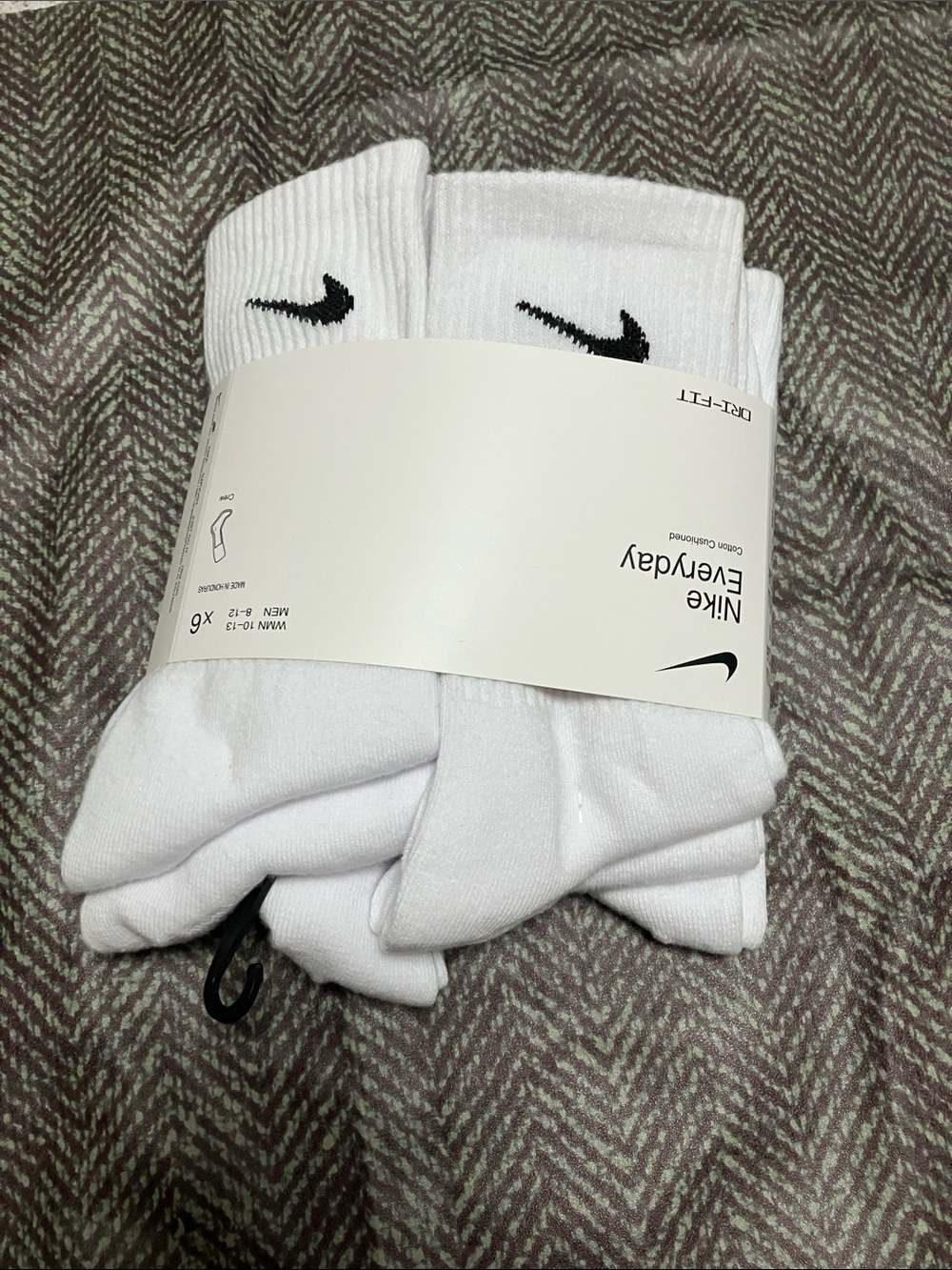 Nike White Crew Socks with Black Swoosh (Pack)